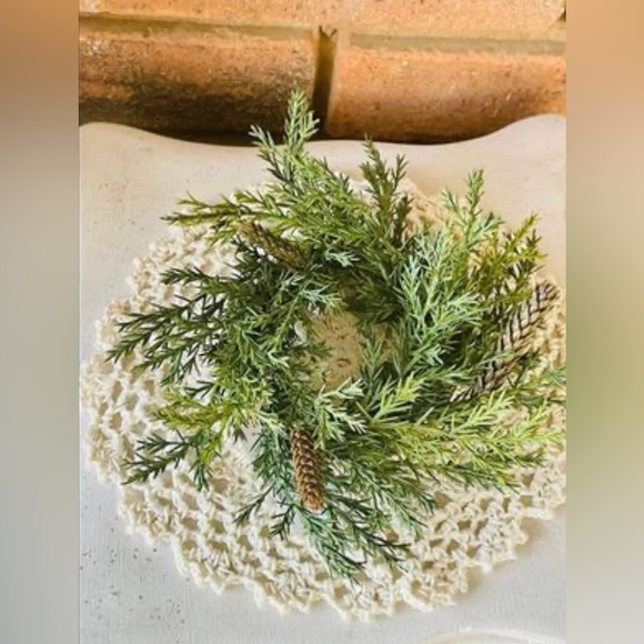 *Green Prickly Pine Candle Ring, 6” - Picture 3 of 10